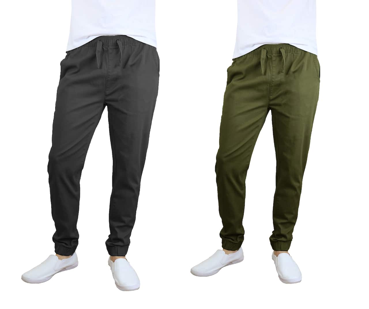 Galaxy By Harvic Slim Fit Basic Stretch Twill Men's Joggers 2 Pack
